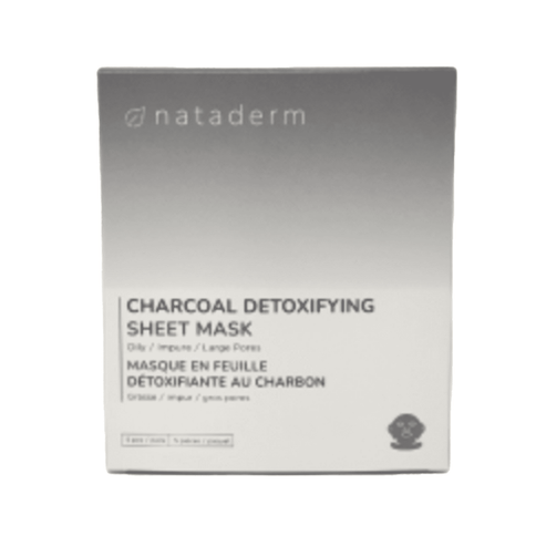 Nataderm Charcoal Sheet Mask - Detoxify | Purify Oily Skin, designed to cleanse pores and rebalance oily skin with charcoal, Vitamin B, and E.