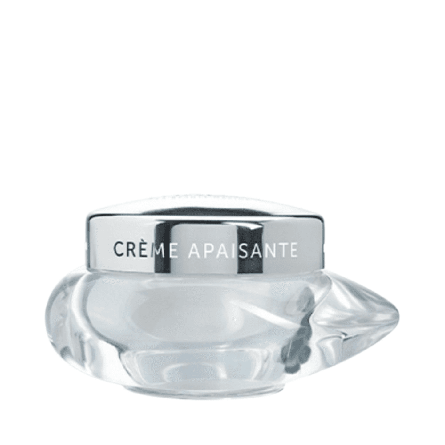 Thalgo Cica Marine Soothing Cream in a sleek, sculpted jar with silver lid, ideal for hydrating and calming sensitive facial skin.