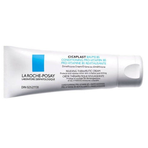 Cicaplast Balm B5 soothing balm for dry skin in a white tube with blue label, ideal for moisturizing and repairing irritated skin.
