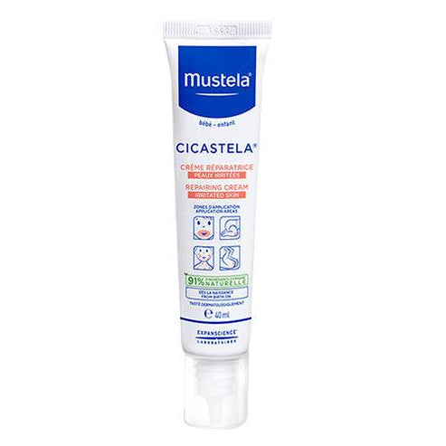Mustela Cicastela Moisture Recovery Cream for face and body. Ideal for dry, sensitive baby skin with 91% natural ingredients and castor oil.