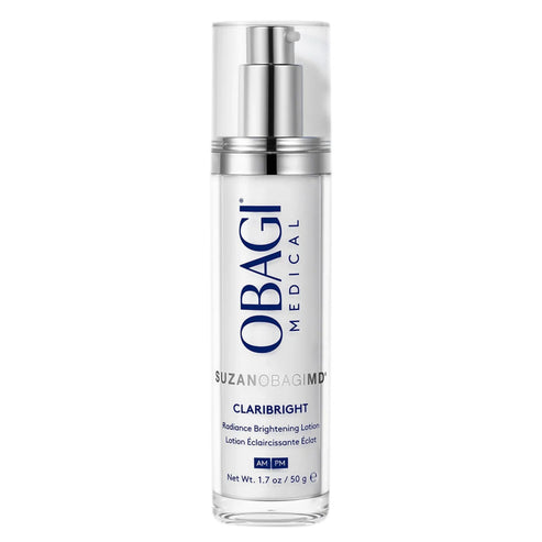 Obagi Claribright Radiance Brightening Lotion in 1.7 oz pump bottle. Enhances skin tone and radiance for daily AM and PM use.