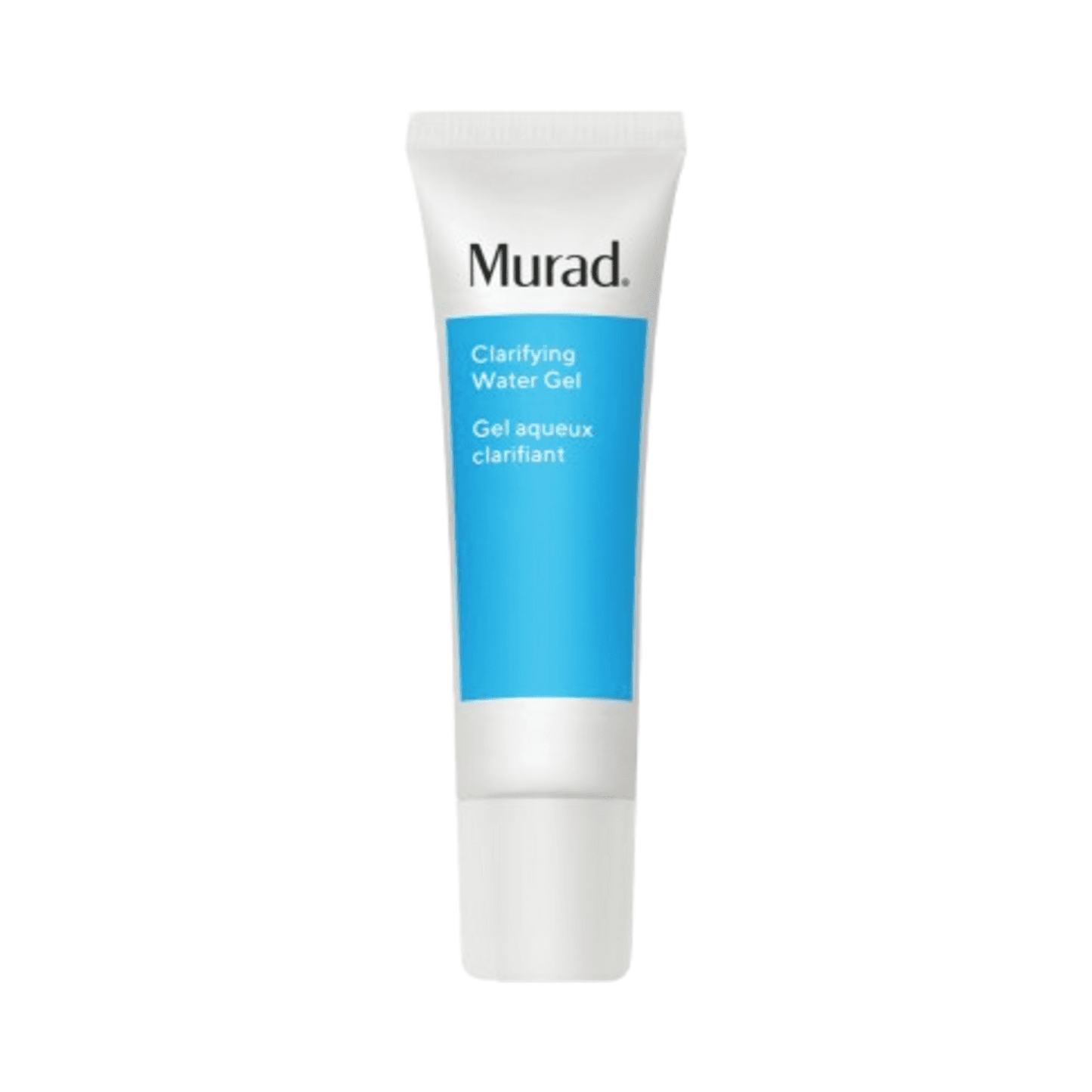 Murad Clarifying Water Gel moisturizer in a white and blue tube, ideal for hydrating and purifying acne-prone skin.