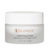 Omnilux CoQ10 Face Cream jar with white lid, designed for hydrating and enhancing LED therapy skincare routines.