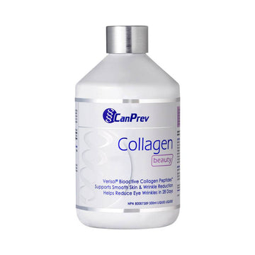 CanPrev Collagen Beauty skin care supplement with Verisol peptides for smooth skin and wrinkle reduction in 28 days. 500ml liquid formula.