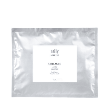 Nelly Devuyst Collagen Mask - Aging Skin Solution in silver packaging, ideal for firming and reducing wrinkles in aging skin.