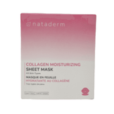 Nataderm Collagen Moisturizing Sheet Mask box with bilingual labeling. Ideal for hydrating and rejuvenating facial skincare routines.