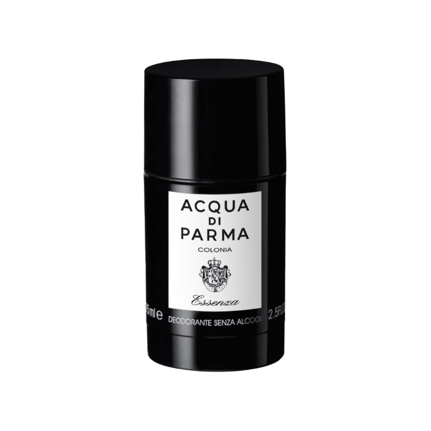 Acqua Di Parma Colonia Essenza - Deodorant Stick in sleek black packaging with white label. Offers a fresh, refined scent for daily body care.
