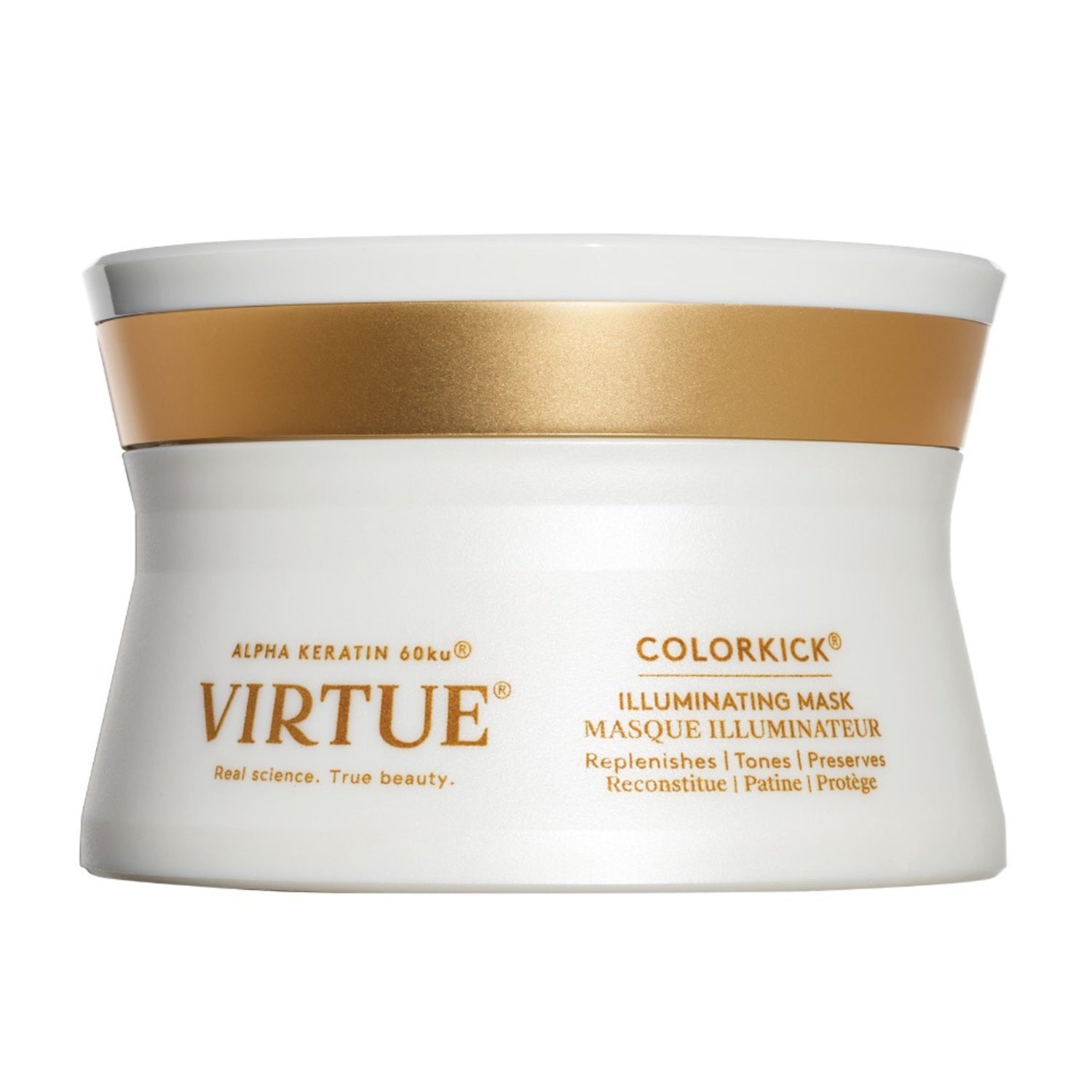 Virtue ColorKick Illuminating Mask with Alpha Keratin 60ku, designed to replenish, tone, and preserve hair color for vibrant, healthy-looking hair.