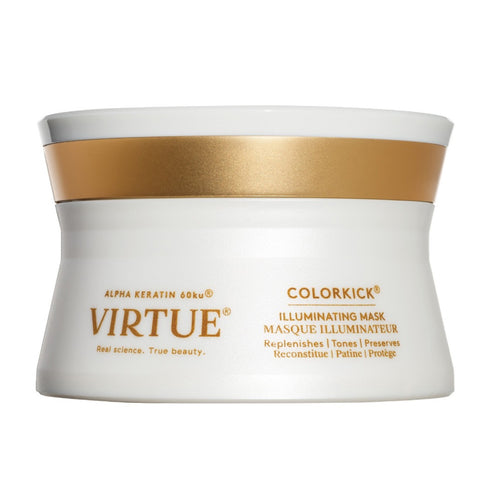 Virtue ColorKick Illuminating Mask with Alpha Keratin 60ku, designed to replenish, tone, and preserve hair color for vibrant, healthy-looking hair.