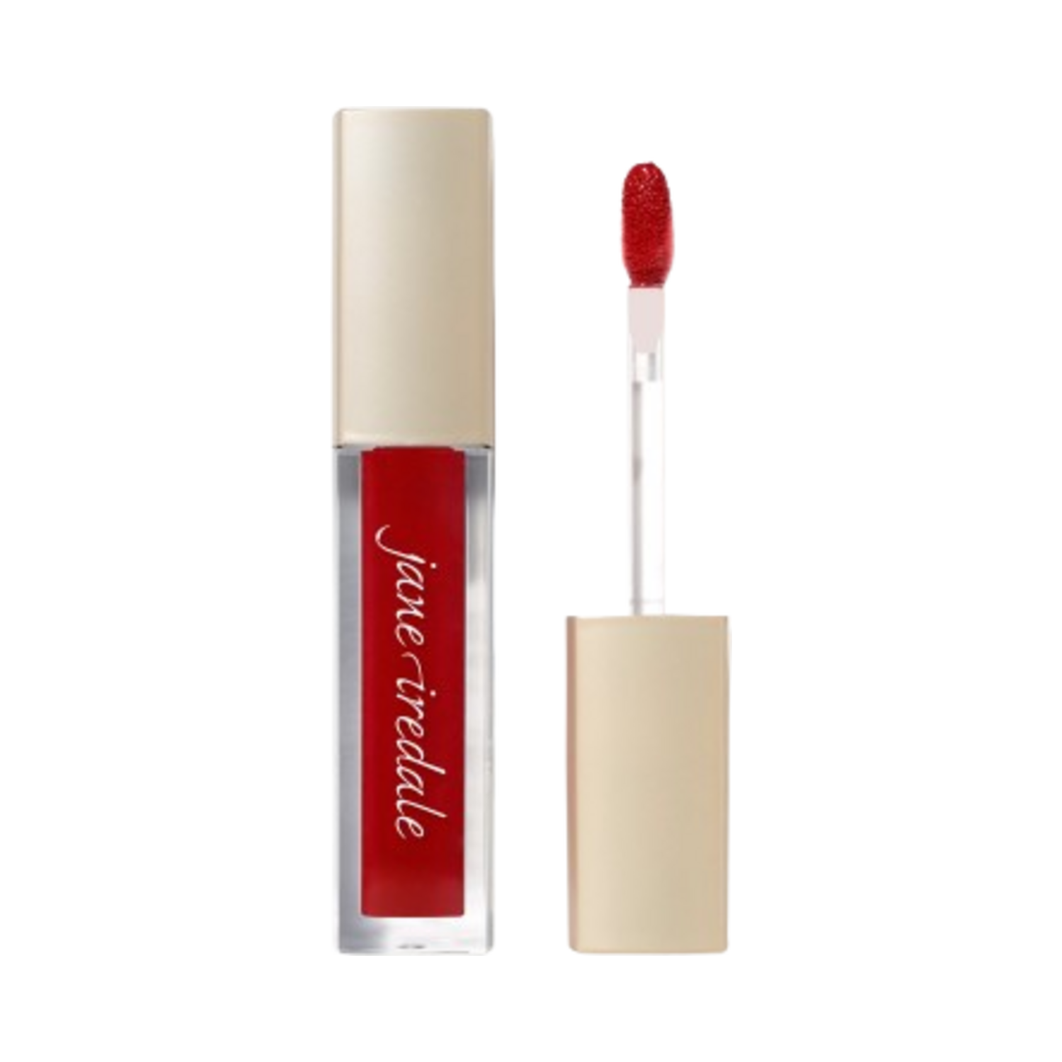 Jane Iredale Colorluxe Lip Glaze in Cherry Noir, a deep wine shade with a beige cap, offering rich pigment and a glossy finish.