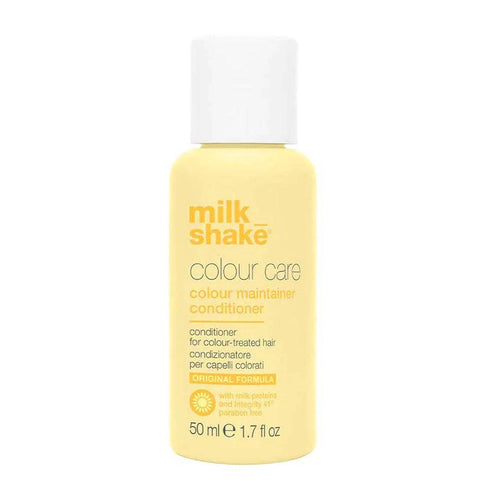 milkshake color maintainer conditioner 50ml bottle for color-treated hair, enriched with milk proteins and magnesium for color protection.