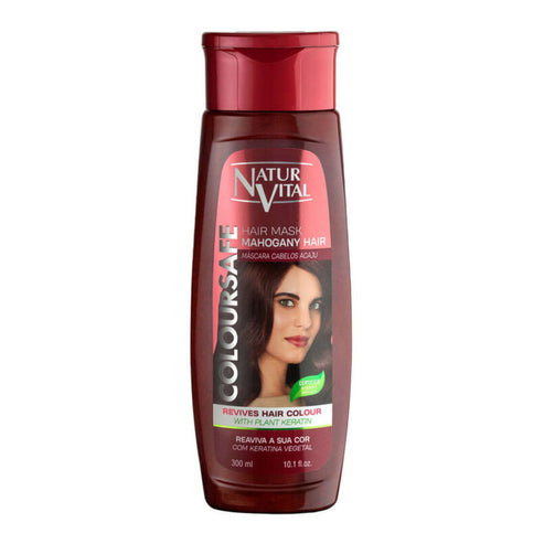 Natur Vital ColourSafe Mahogany Hair Mask bottle for enhancing and maintaining mahogany tones. Vegan hair treatment with plant keratin, 300ml.