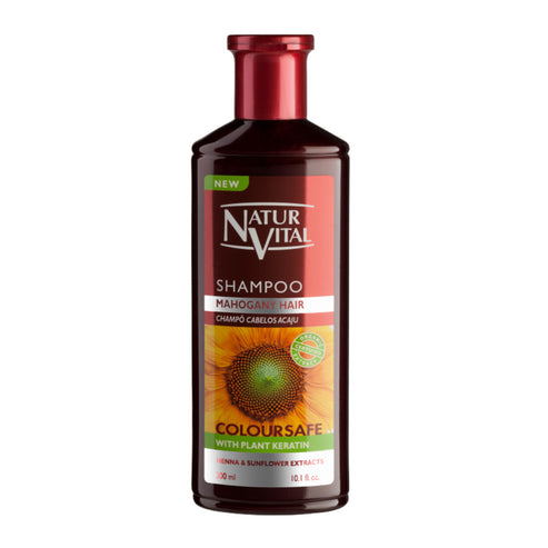 Mahogany Toning Shampoo by Natur Vital enhances color and shine. Paraben-free hair care with natural ingredients for all hair types.