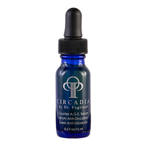 Circadia Counter A.G.E. Face Serum in a 15ml blue dropper bottle, designed to reduce glycation effects and signs of aging. Buy from eSkinStore Canada!