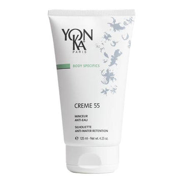 Yonka Cream 55 Body Contouring Cream in 125ml tube, designed to reduce aqueous cellulite and firm skin. Ideal for body treatment and anti-water retention.