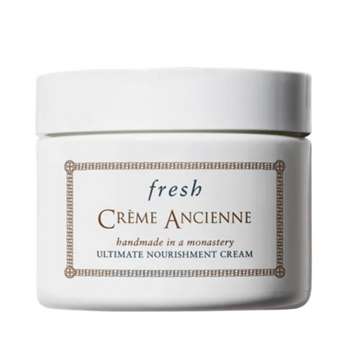 Fresh Creme Ancienne face cream jar labeled 'Ultimate Nourishment Cream,' ideal for fine lines and dry skin care routines.