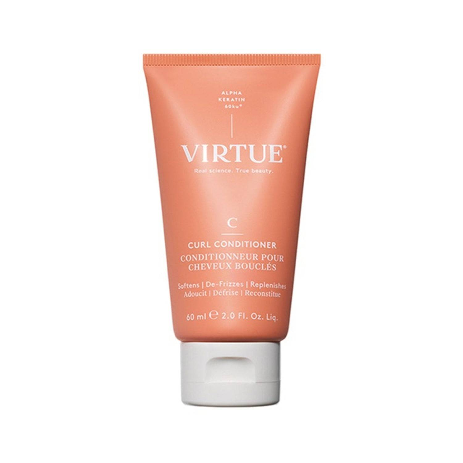 Virtue Curl Conditioner travel-size 60ml for softening and detangling curls. Lightweight formula for defined, frizz-free curls.