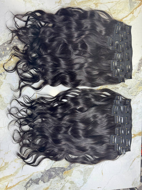 Indian Virgin Wavy Clip On Set