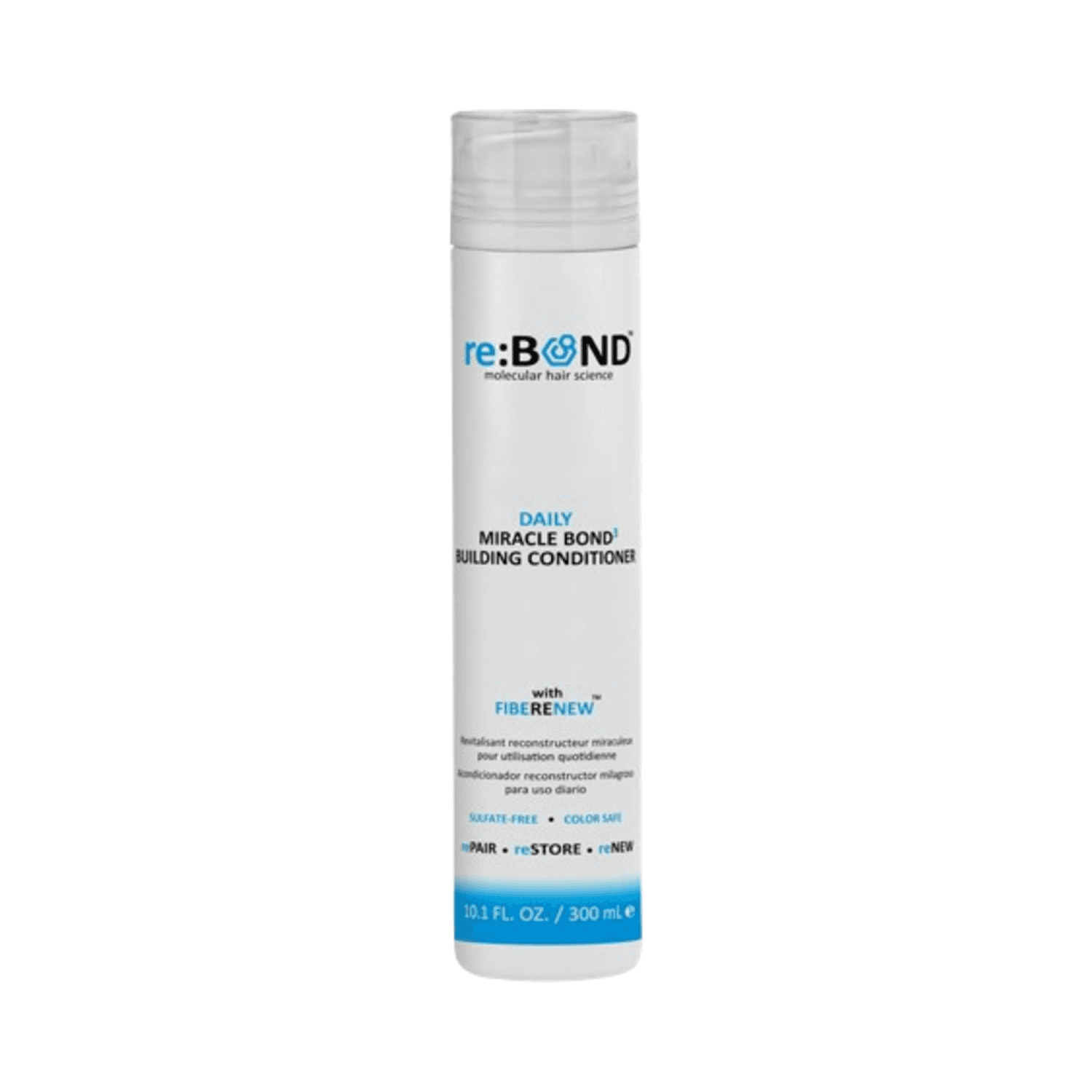 reBond Miracle Bond Building Conditioner with FIBERENEW in 10.1 fl oz bottle. Ideal for repairing dry, bleached, or color-treated hair.