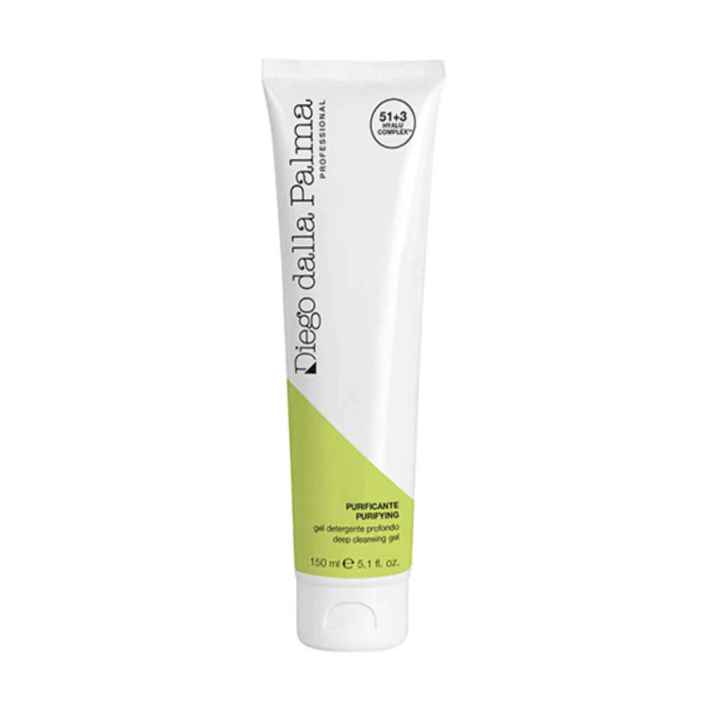 Diego dalla Palma Professional Deep Cleansing Gel 150ml face wash cleanser in white and green tube. Ideal for oily skin and acne-prone care.