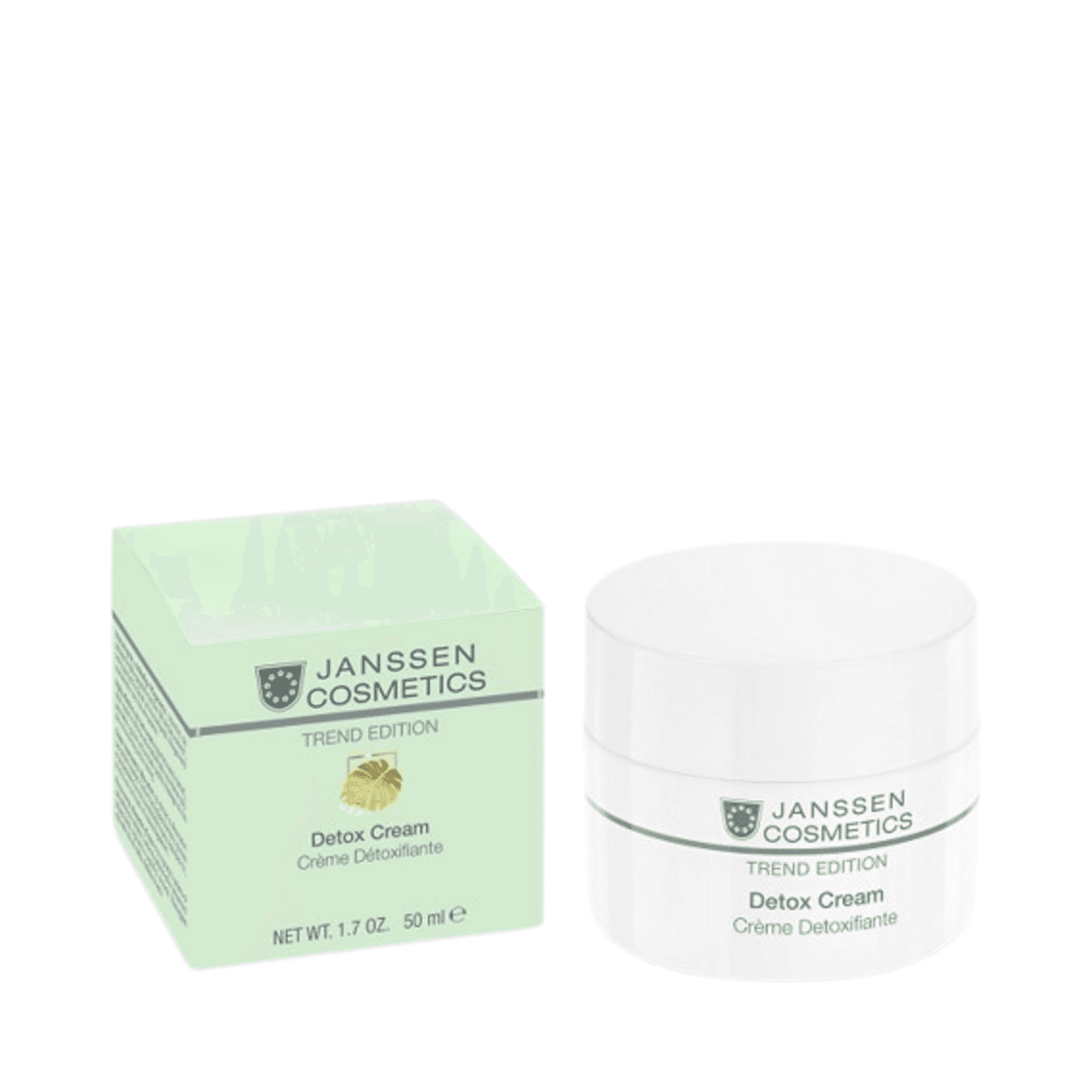 Janssen Cosmetics Detox Cream with mint green box and white jar, designed for mature skin care with detoxifying and moisturizing benefits.