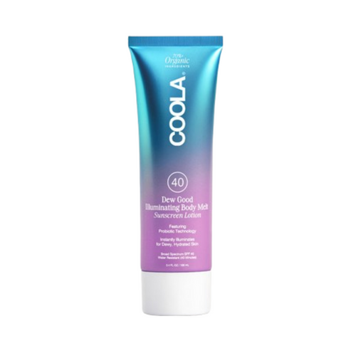 Illuminating Body Lotion - Dew Good SPF 40 Glow by Coola in a sleek tube, designed for dry skin and daily body care with sun protection.
