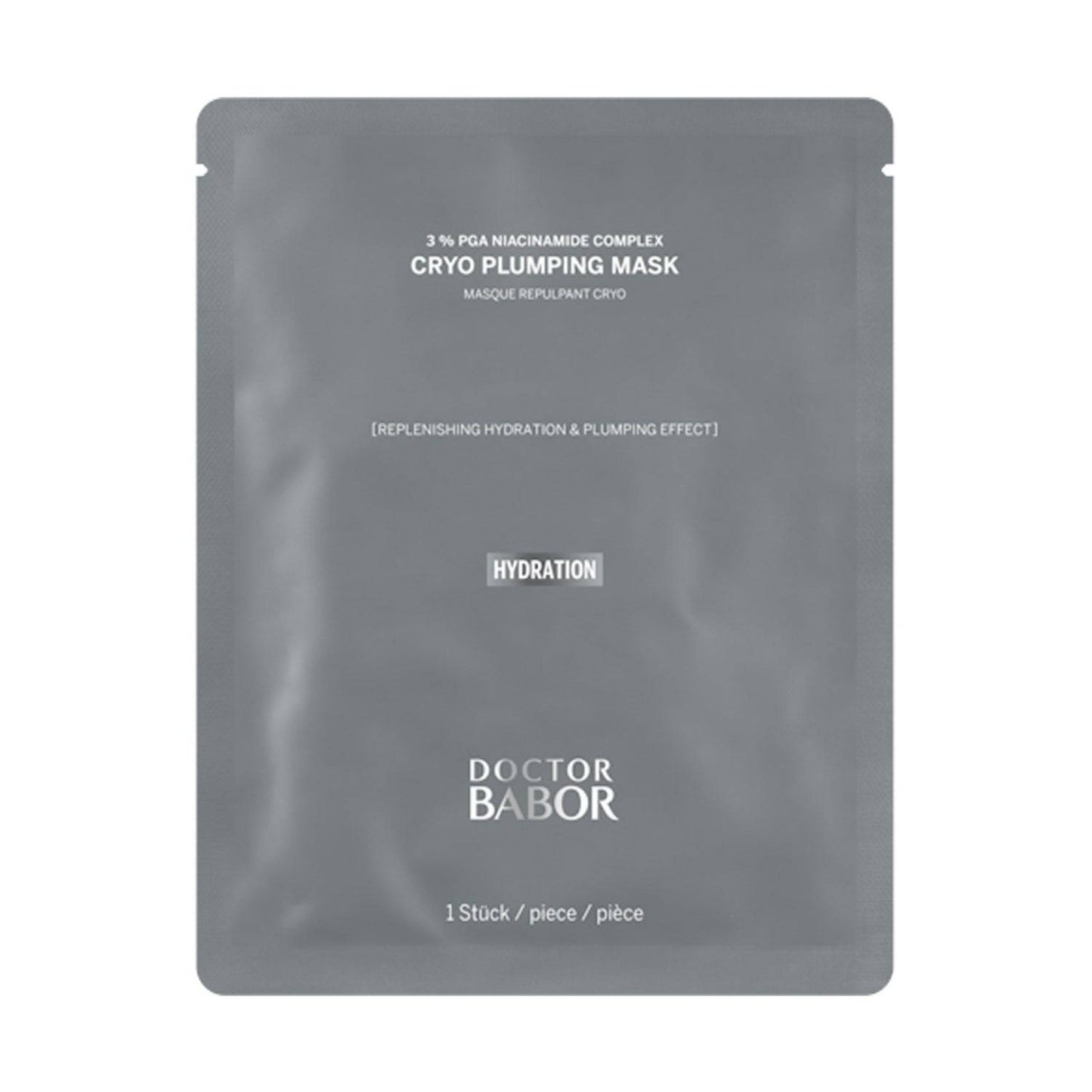 Babor Cryo Plumping Mask - Moisture Boost sheet mask with niacinamide complex for hydration and skin plumping in skincare routine.