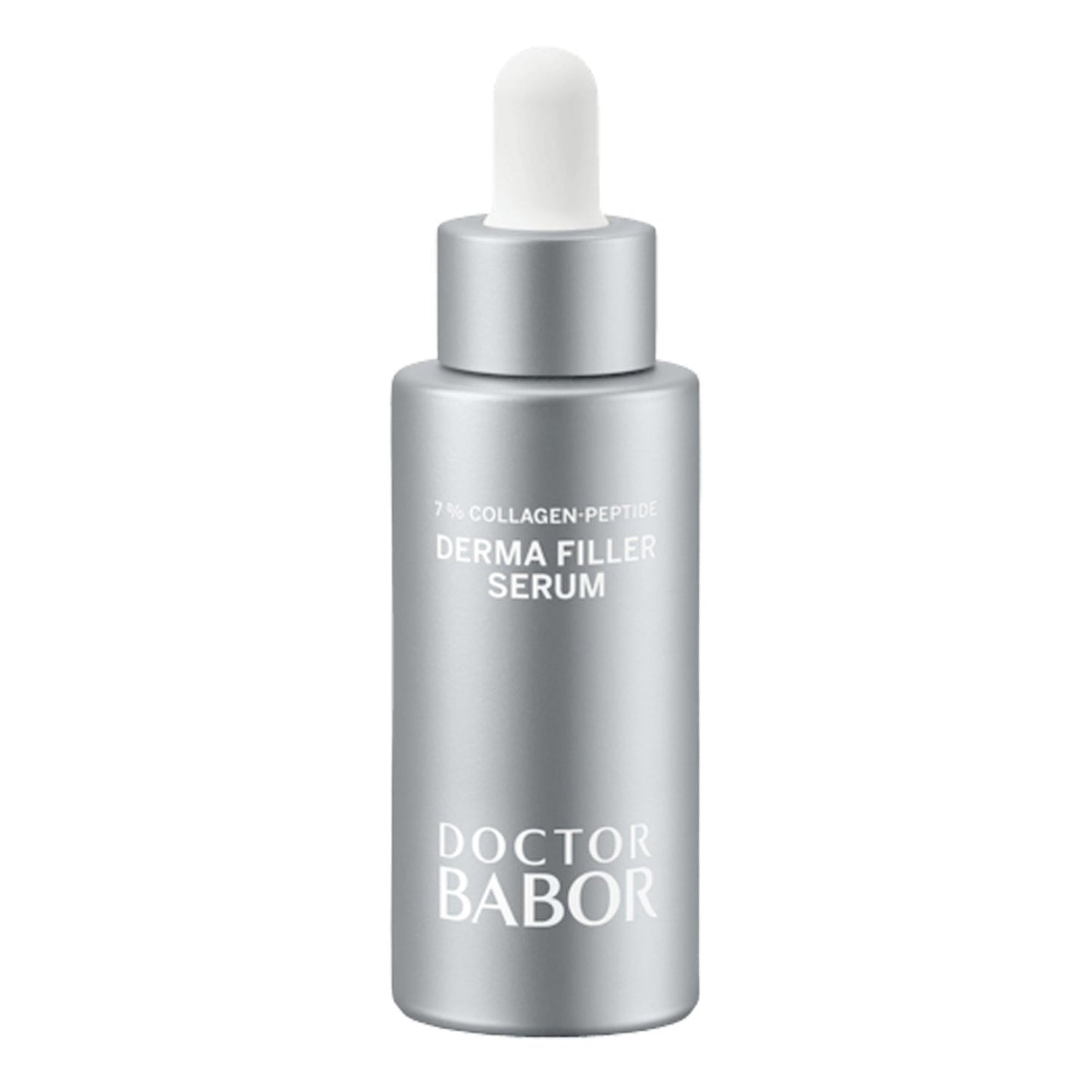 Doctor Babor Derma Filler Serum in sleek silver dropper bottle for smooth skin booster. Ideal face serum for instant plumping and hydration.