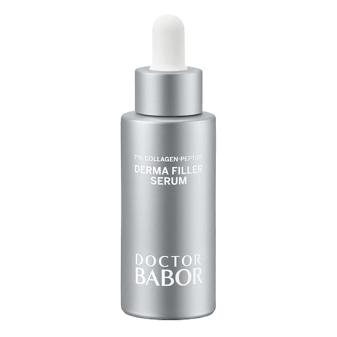 Doctor Babor Derma Filler Serum in sleek silver dropper bottle for smooth skin booster. Ideal face serum for instant plumping and hydration.
