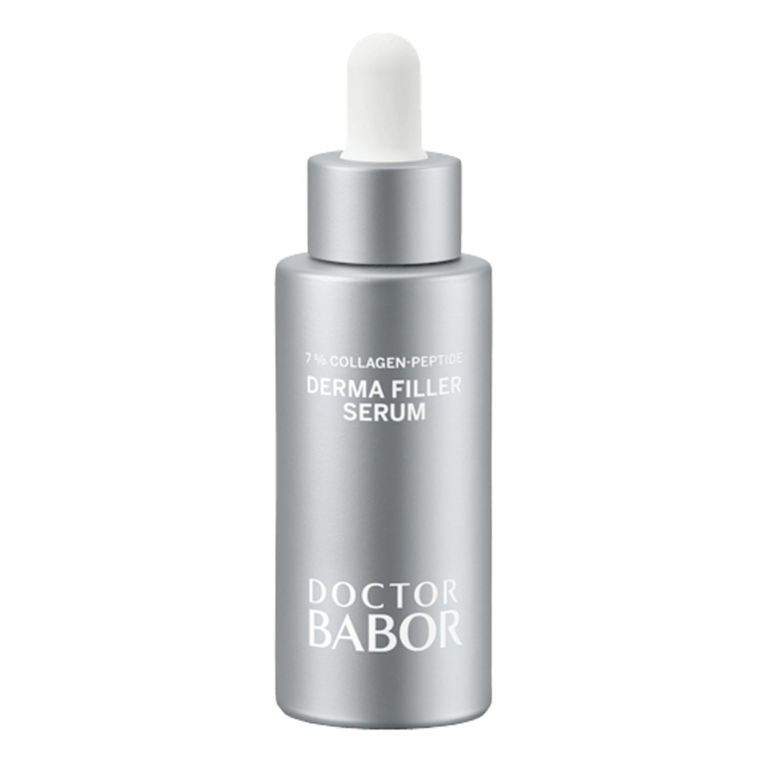 Doctor Babor Derma Filler Serum with 7% collagen-peptide in metallic packaging. Premium face treatment for all skin types in skin care routine.