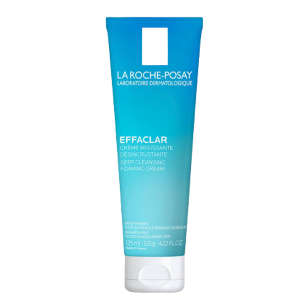 La Roche Posay Effaclar Foaming Cream face wash cleanser with salicylic acid, designed to deeply clean pores and reduce blackheads for clearer skin.