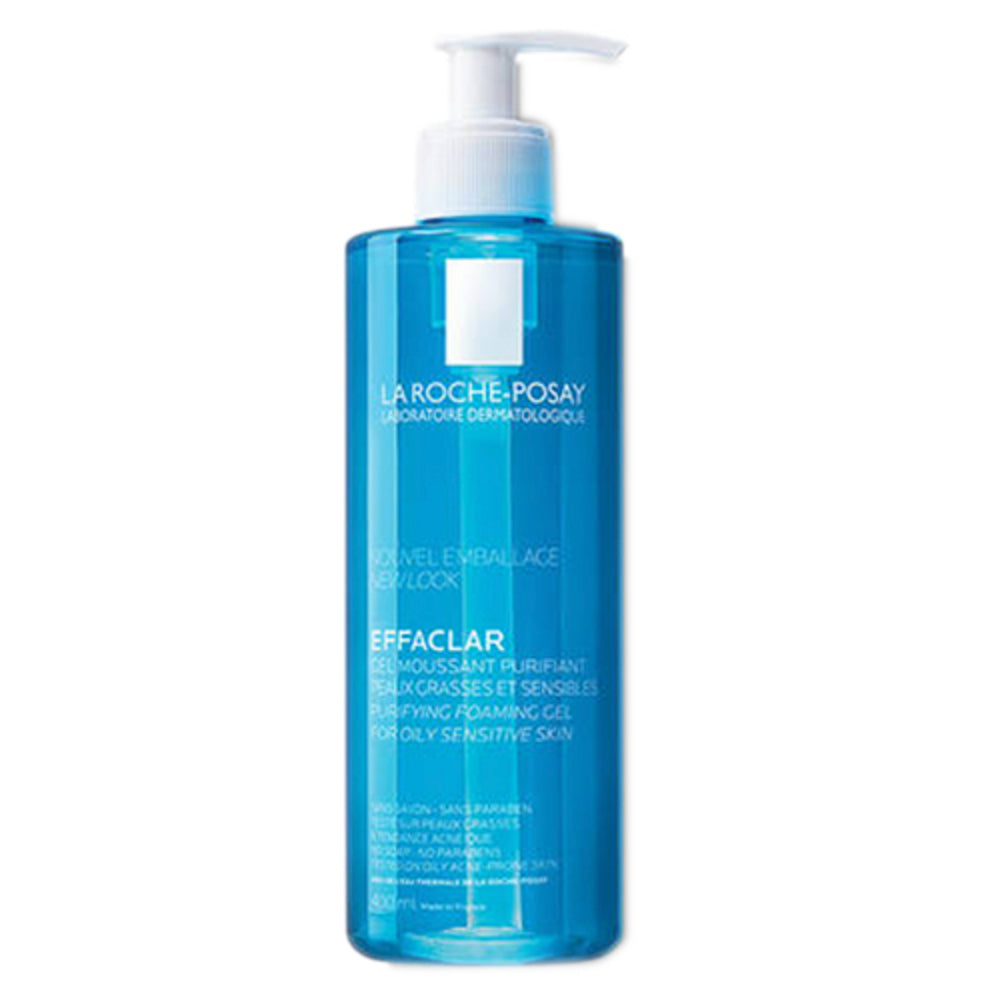 Effaclar Gel for Oily Skin - La Roche Posay in 400ml pump bottle. Deep-cleansing face wash for oily, sensitive, and acne-prone skin types.