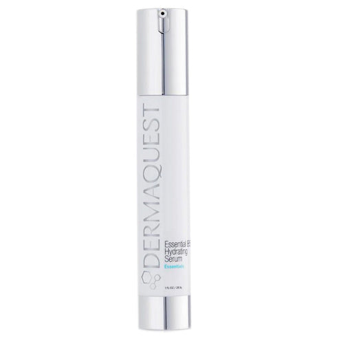 Dermaquest Essential B5 Hydrating Serum bottle with chrome dispenser, designed to boost skin elasticity and hydration in facial skincare treatments.