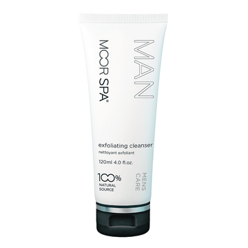 Moor Spa Exfoliating Cleanser tube for men's facial skin care