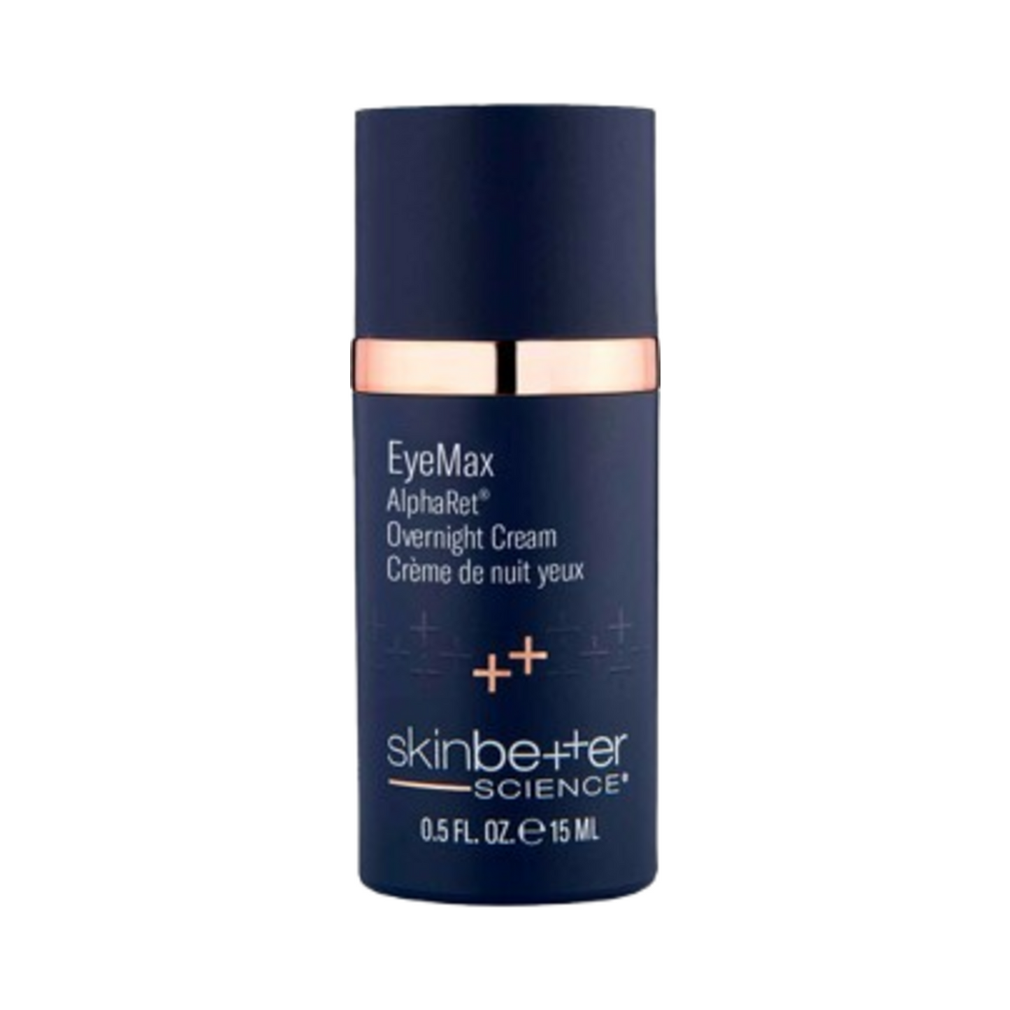 Skinbetter EyeMax AlphaRet Overnight Cream with bilingual label, targeting under-eye puffiness and wrinkles with AlphaRet Technology.