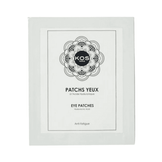 Front view of Kos Paris Eye Patches for dark circles, featuring minimalist design and key ingredient hyaluronic acid for targeted under-eye treatment.