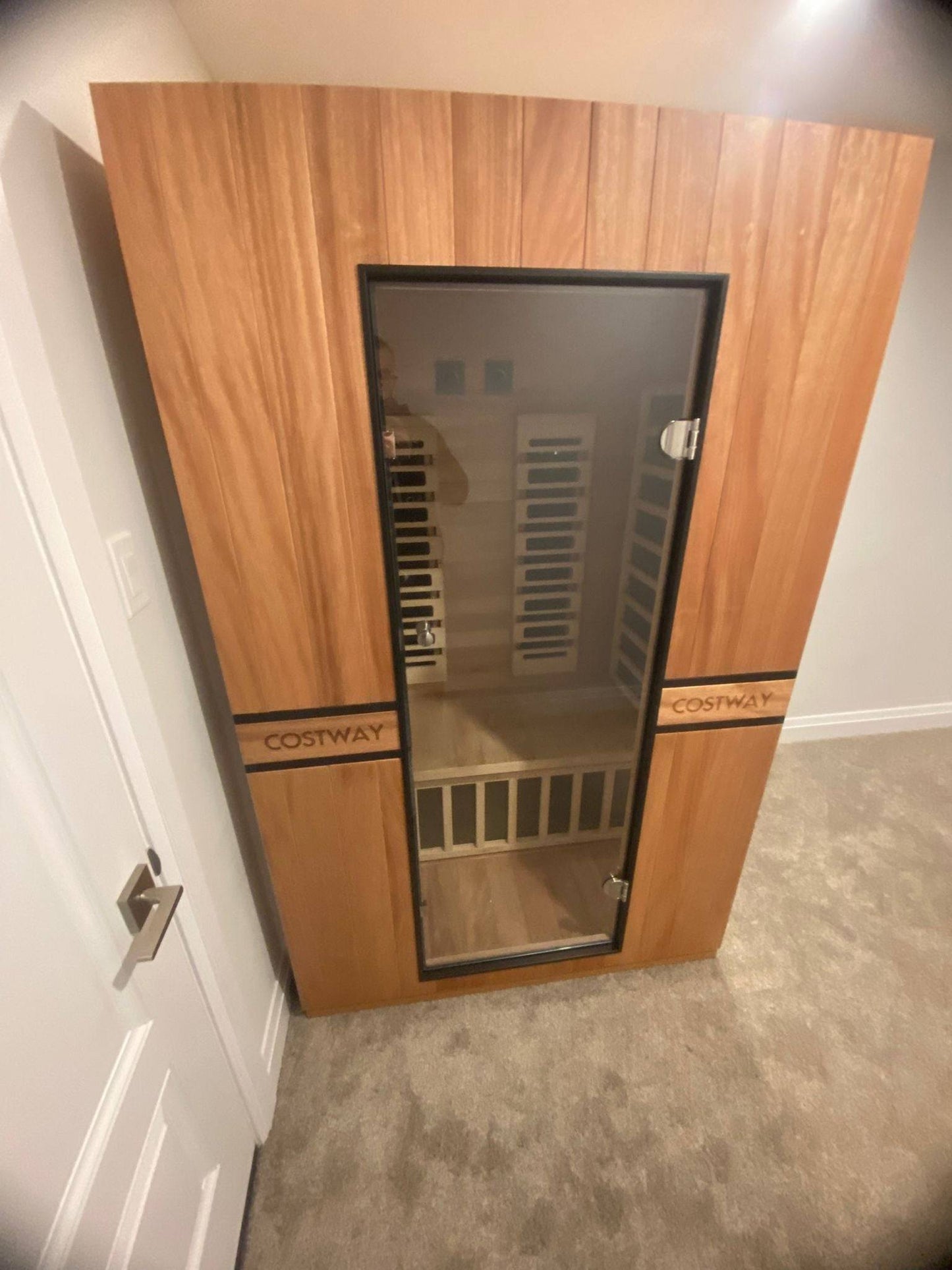 Costway 2-Person Dual Therapy Full Spectrum Infrared Sauna with Red Light Panel, WiFi App Control, Chromotherapy & Bluetooth – Okoume Wood- Fully Loaded Indoor Spa