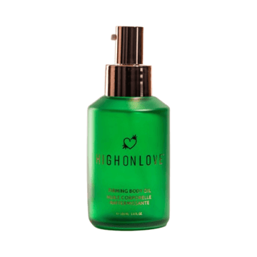 High on Love Firming Body Oil in a green 100 ml bottle with rose gold pump, featured on eSkinStore in the Body Oil category.
