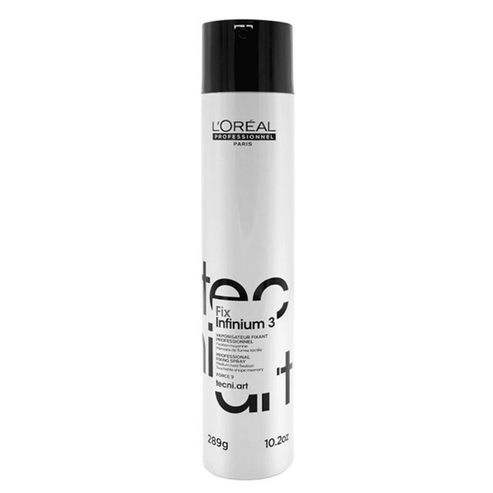 L'oreal Professional Paris Fix Infinium 3 hair spray, 10.2oz styling product for medium hold and smooth finish in hair care routines.