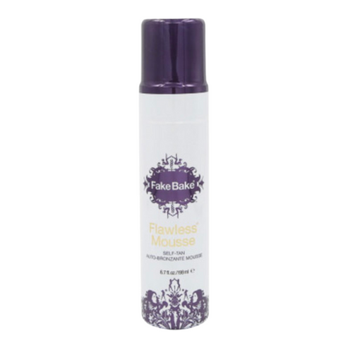 Fake Bake Flawless Mousse Self Tanning eSkinStore Self Tanning product in a white and purple 6.7 fl oz bottle for sunless tanning results.