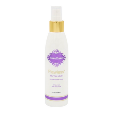 Fake Bake Self-Tan Liquid - Streak-Free Glow in a 6 fl oz spray bottle with purple and gold accents, ideal for even, sun-kissed skin application.