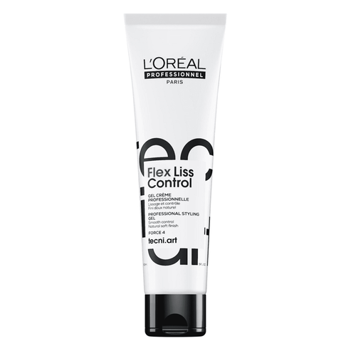 L'oreal Professional Liss Control for Smooth Finish hair styling gel crème in white tube packaging, ideal for frizz control and sleek styling.