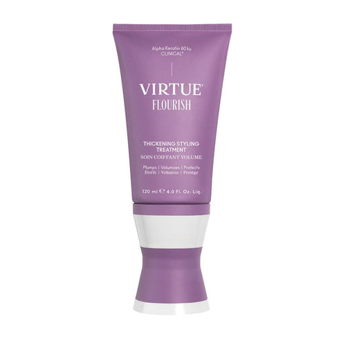 Virtue Flourish Thickening Styling Treatment for hair volume and fullness. Boosts instant thickness and body for thinning hair, 120ml tube.