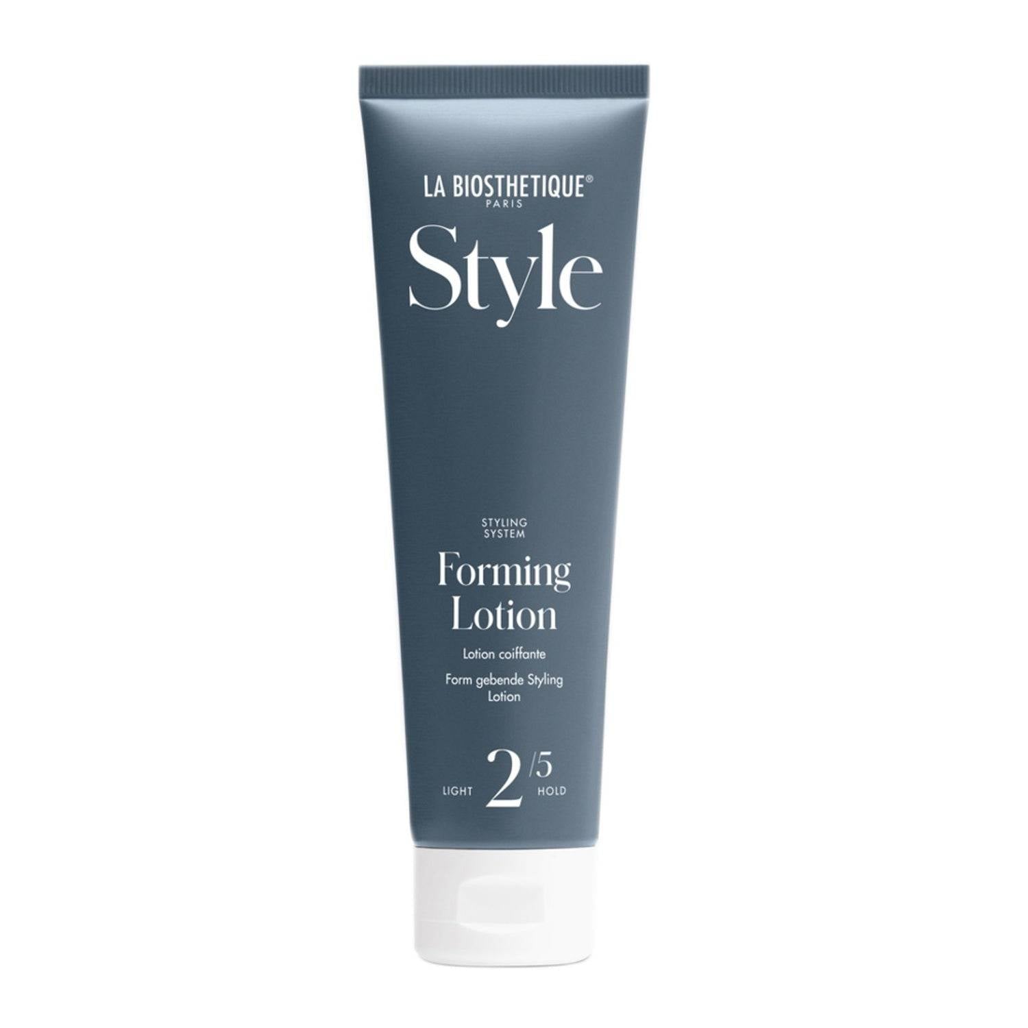 La Biosthetique Forming Lotion for shaping straight and curly hair with light hold. Ideal for natural styling in hair care routines.