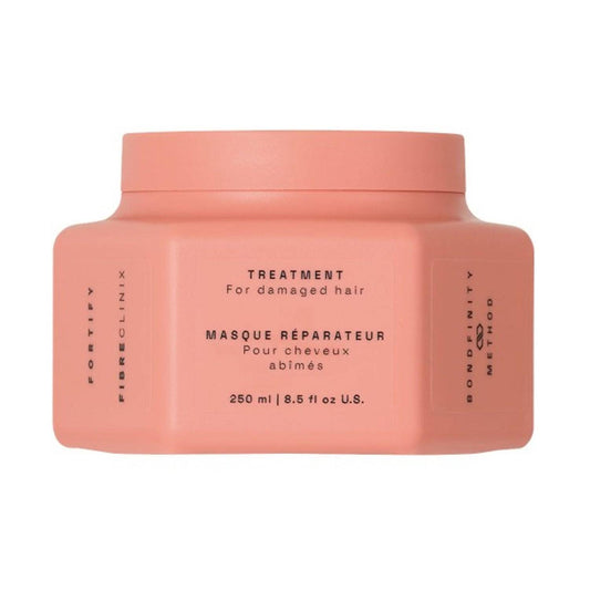 Fibre Clinix Fortify Treatment 250ml container designed for hair repair. Ideal for strengthening and restoring damaged hair strands.
