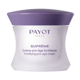Payot Fortifying Pro-Age Cream jar with purple lid, designed to moisturize and fortify aging skin with jojoba and wakame extracts.