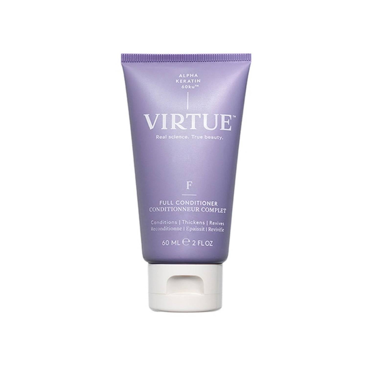 Virtue Full Conditioner travel-size 60ml for fuller, thicker hair. Hair care product designed to condition and volumize fine hair.