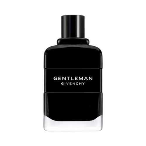 Givenchy Gentleman perfume bottle in black glass, designed for men with a timeless blend of iris, pepper, and vanilla notes.