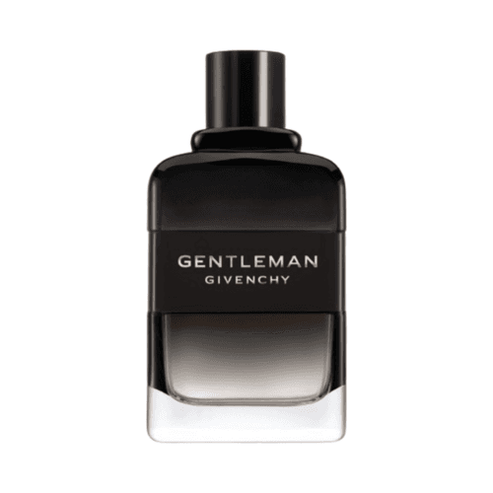 Sophisticated Givenchy Gentleman Men Fragrance with dark glass bottle, blending pepper, iris, and woods for a sensual masculine aroma.