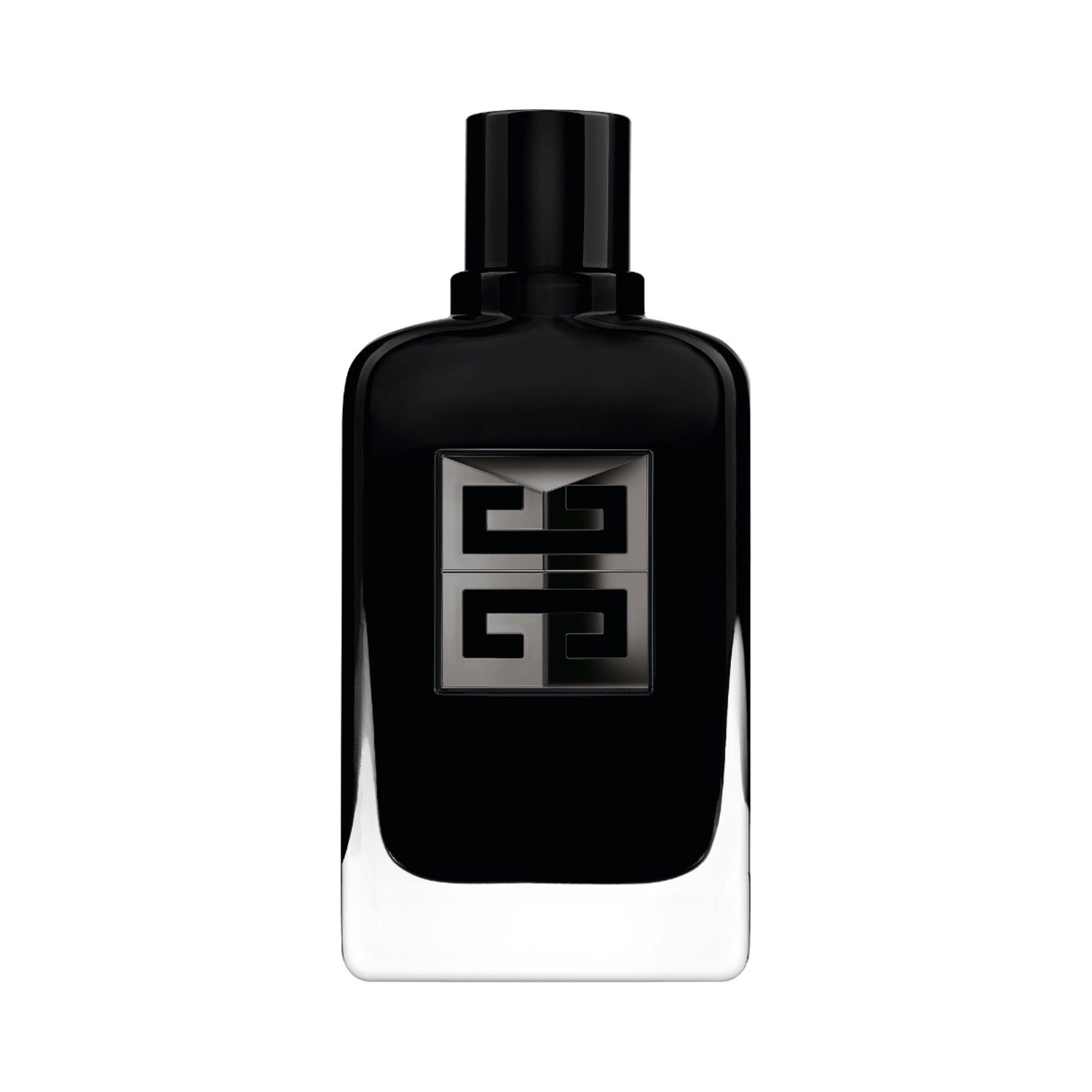 Givenchy Gentleman Society Extreme men's fragrance bottle in black with silver emblem. A refined floral woody scent for the sophisticated man.